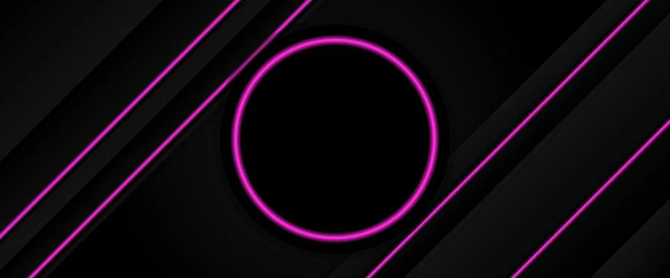 Futuristic technology abstract black background with pink neon glowing lines Stock Illustration