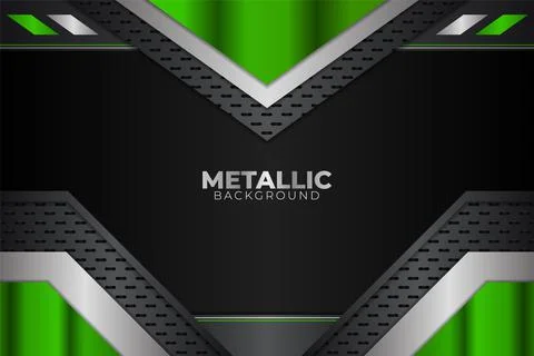 Futuristic Technology Abstract Modern Metallic Grey White Green Background Stock Illustration