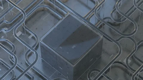 Futuristic technology abstraction seamless loop 3D render animation Stock Footage 110724015