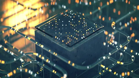 Futuristic technology abstraction seamless loop 3D render animation Video stock 117458781