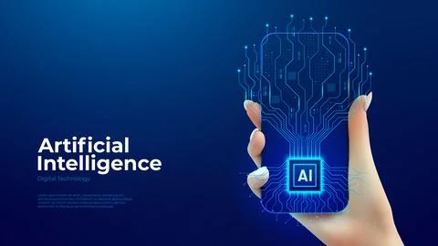 Futuristic technology AI banner concept Ilustración de archivo