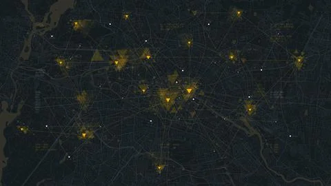 Futuristic technology and network connection concept, big smart city virtual  Stock Illustration