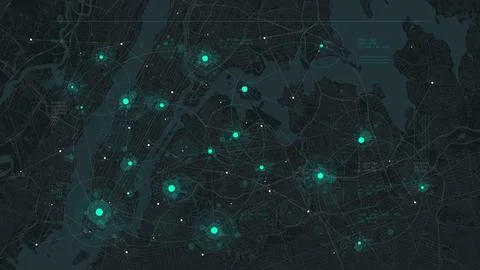 Futuristic technology and network connection concept, big smart city virtual  스톡 일러스트