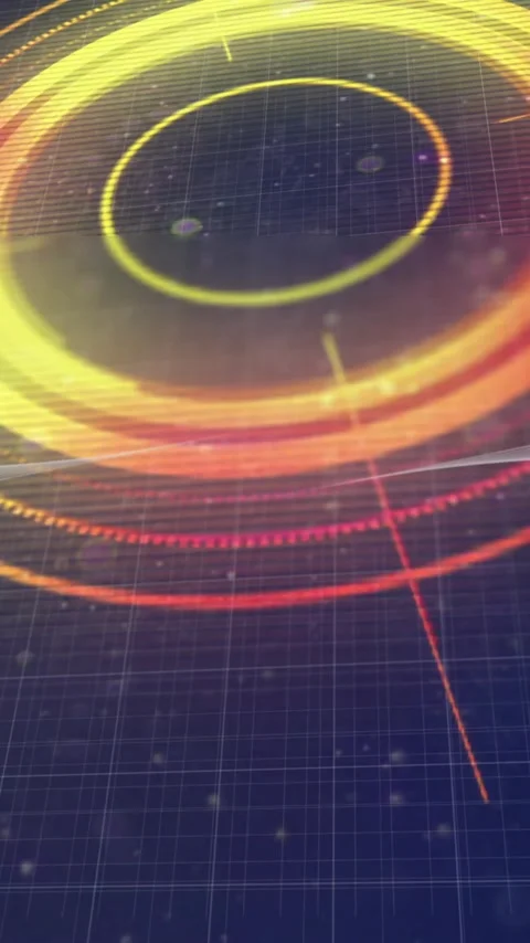 Futuristic technology animation, rotating yellow circular patterns and lines Stock Footage 342034074