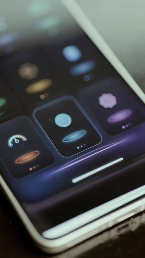 Futuristic Technology App Controls on Smartphone Screen Stock Footage 341872850