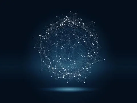 Futuristic technology background. 3D illustration of polygonal sphere. Stockillustratie