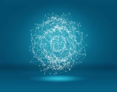 Futuristic technology background . 3D illustration of polygonal sphere. Иллюстрация