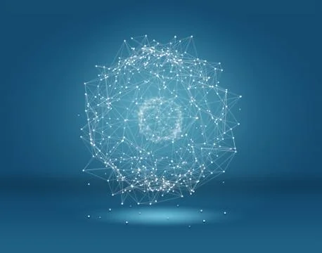 Futuristic technology background . 3D illustration of polygonal sphere. Иллюстрация