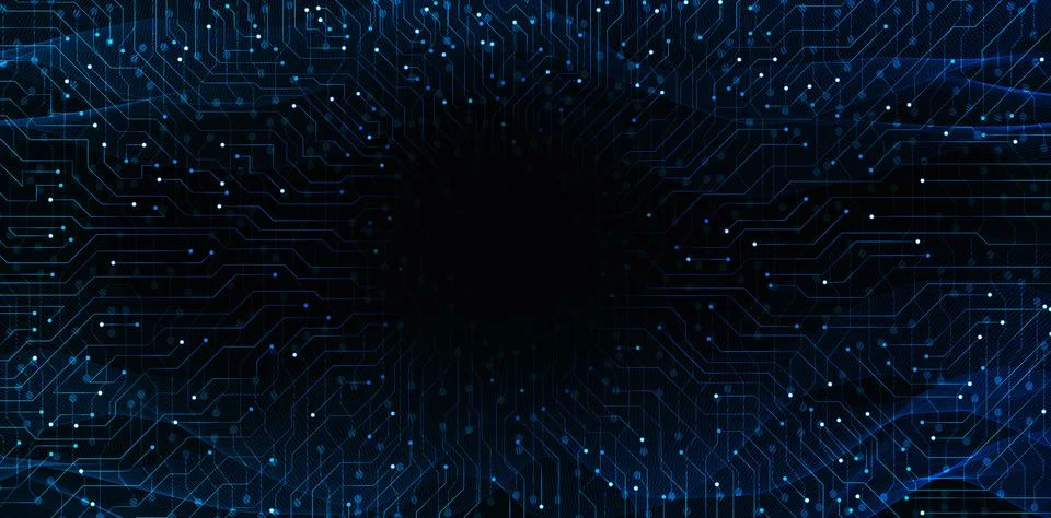 Futuristic technology background with abstract digital circuit grid, glowin.. Stock Illustration