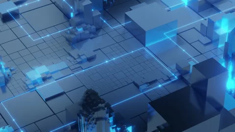 Futuristic Technology Background with Blue Data Grid Stock Footage 290491616