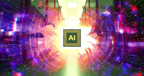 Futuristic technology background with central AI chip processor. Stock Footage 332424722