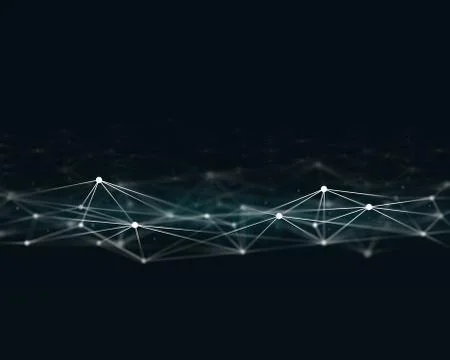 Futuristic technology background with connected dots and lines, 3D illustration Stock-Illustration