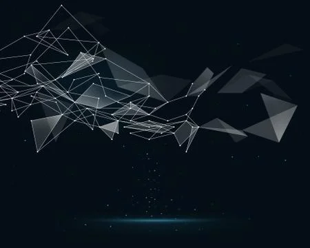Futuristic technology background with connected dots and lines, 3D illustration Illustrazione stock