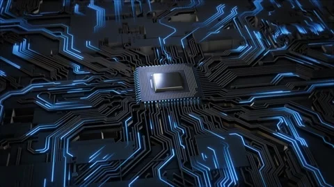 Futuristic Technology Background CPU Circuit Processor Power process Data Stock Footage 277720485