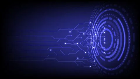 Futuristic technology background featuring glowing blue circuit lines Stock Illustration