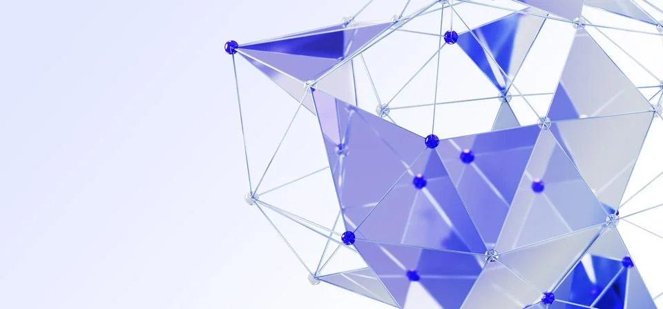 Futuristic technology background with glass polygon mesh. Wireframe 3d sphere of Illustrazione stock