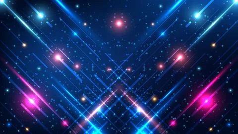 Futuristic technology background with glowing blue and pink neon lines inte.. Stock Illustration
