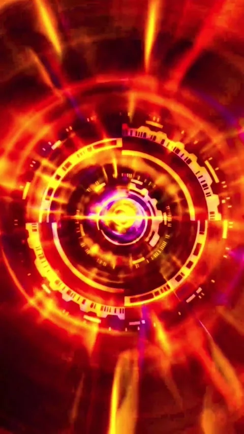 Futuristic technology background with glowing circular digital interface for Video stock 347484802