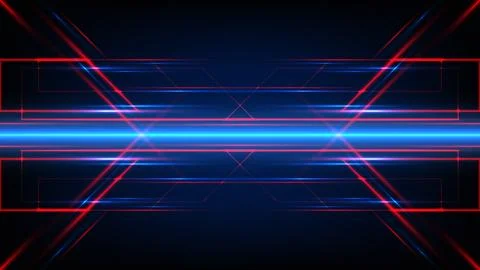 Futuristic technology background with glowing neon red and blue light strea.. 库存插图