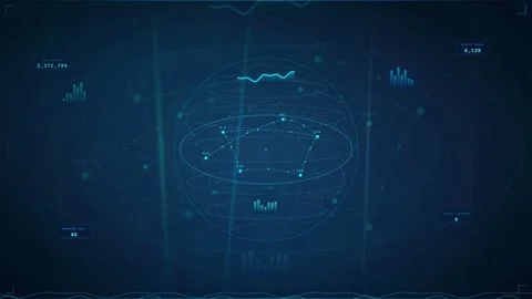 Futuristic Technology Background with Holographic Globe and Data Visualization Видео 341071841