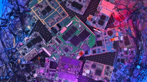 Futuristic technology background of microcircuits elements background Stock Footage 270452675