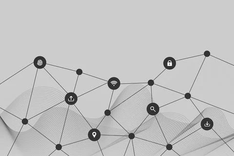 Futuristic technology background showing interconnected nodes Stockillustratie