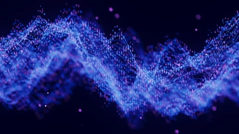 Futuristic technology binary digital wave motion with cloud data points Stock Footage 328317437