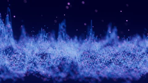 Futuristic technology binary digital wave motion with cloud data points Stock Footage 329107089