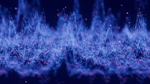Futuristic technology binary digital wave motion with cloud data points Stock Footage 329379377