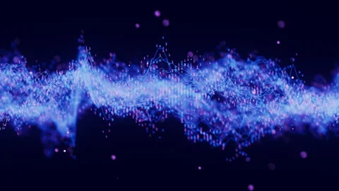 Futuristic technology binary digital wave motion with cloud data points Stock Footage 329560436