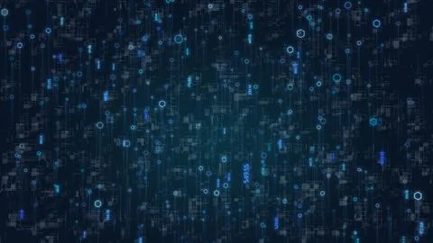 Futuristic Technology, Blue Digital Coding for Data Analysis and Innovation.. イラスト素材