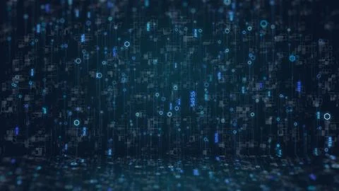 Futuristic Technology, Blue Digital Coding for Data Analysis and Innovation.. Illustrazione stock