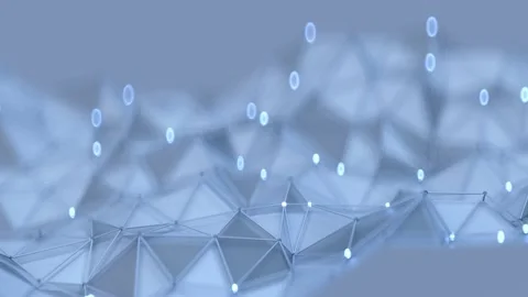 Futuristic technology blue polygonal shape seamless loop 3D render animation Stock Footage 160726847