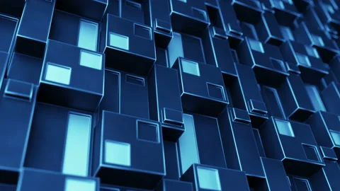 Futuristic technology blue structure 3D render seamless loop animation Stock Footage 117896430