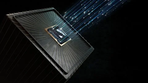 Futuristic Technology Box with Light Rays Sci Fi Animation Loop Stock Footage 332666700