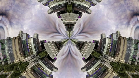 Futuristic technology city with code and data and glitching eyes Stock Footage 318793078