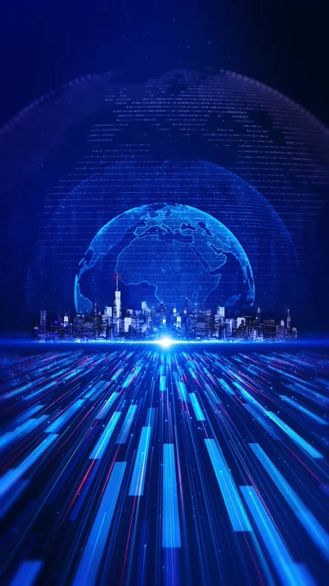 Futuristic technology city, world map Internet of things cyber futuristic networ Stock Footage 341895115