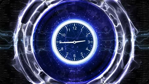 Futuristic Technology Clock Animation Background, Loop 库存影片 316389441