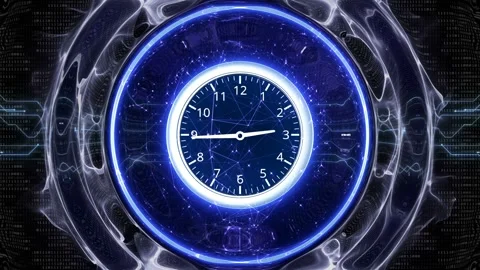 Futuristic Technology Clock Animation Background, Loop 스톡 동영상 318200047