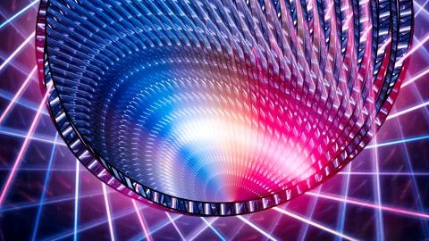 Futuristic technology with colorful retro light beams abstract background 스톡 일러스트