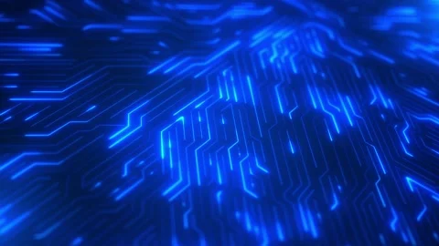 Futuristic Technology Computer processor connections and signals CPU Circuit Stock Footage 176922942