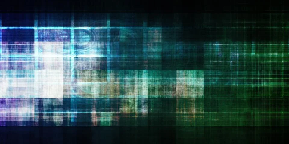 Futuristic Technology Concept Demonstrates Data Flow Dynamics Stock Illustration