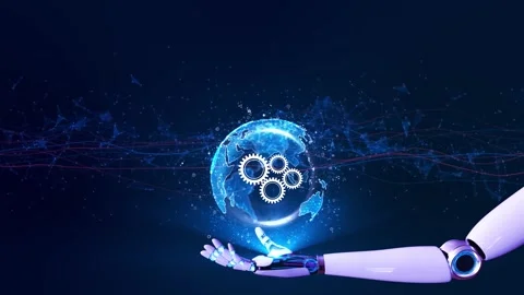 Futuristic Technology Concept Robotic Hand Data Sphere Advanced technology scene 스톡 동영상 341907303