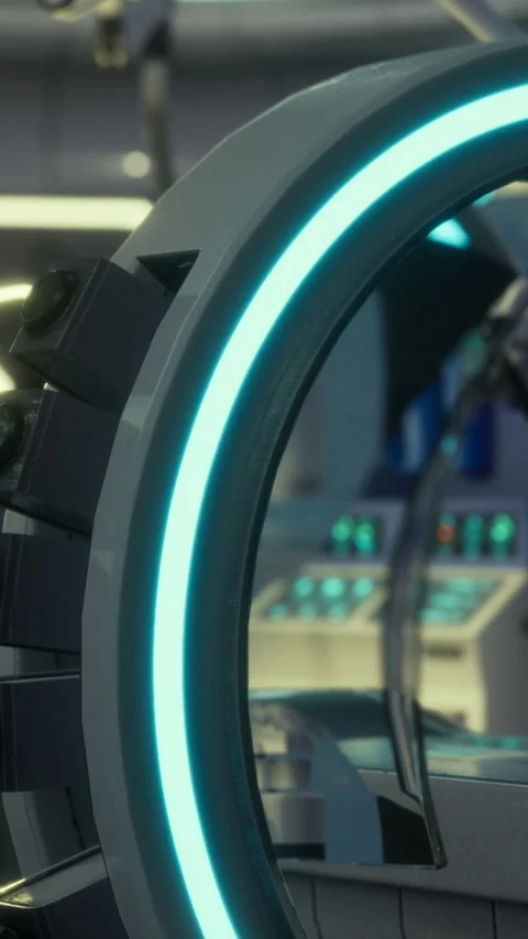 Futuristic technology in a control room with bright lights and equipment Stock Footage 334185815