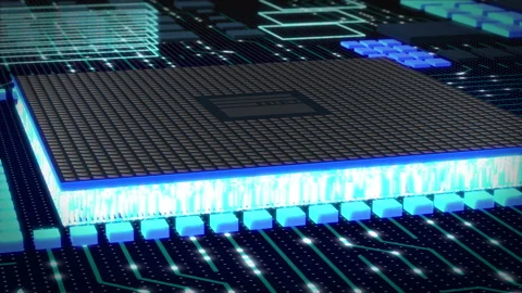 Futuristic technology CPU GPU circuit board animation Stock Footage 187678647