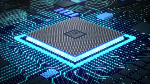 Futuristic technology CPU GPU circuit board animation Stock Footage 187697040