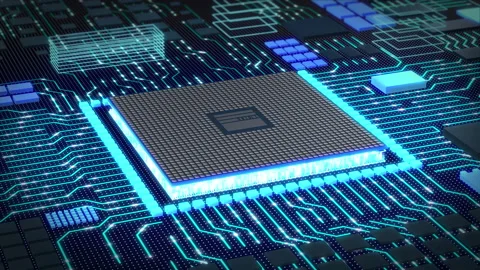 Futuristic technology CPU GPU circuit board animation Stock Footage 188042769