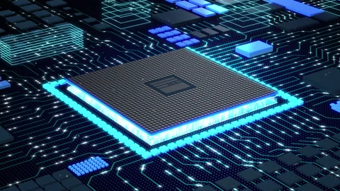 Futuristic technology CPU GPU circuit board animation Stock Footage 188044214