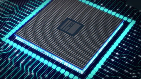 Futuristic technology CPU GPU circuit board animation Stock Footage 188046489