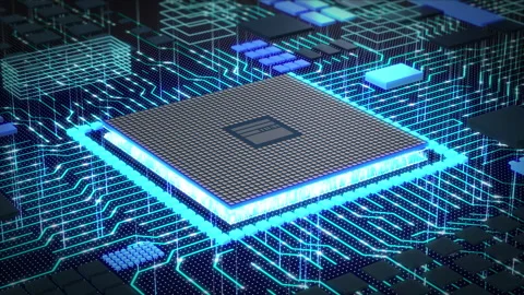 Futuristic technology CPU GPU circuit board animation Stock Footage 201238767